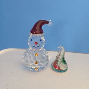 Judith Ripka Festive Crystal Snowman And Glass "Kiss" Candy